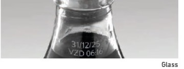 CO2 laserový popis na sklenom obale  